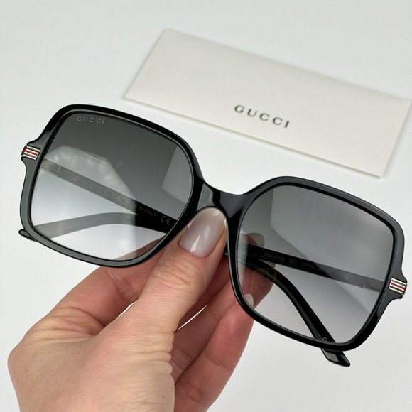 Gucci GG1449S 001 BRAND NEW Sunglasses Black Grey Women Square GG 1449S - Picture 1 of 11